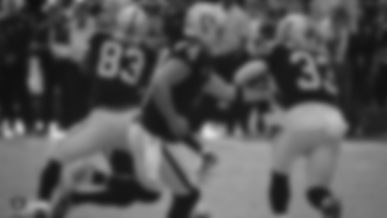 The Raiders during the regular season game against the Jacksonville Jaguars at the Oakland-Alameda County Coliseum.