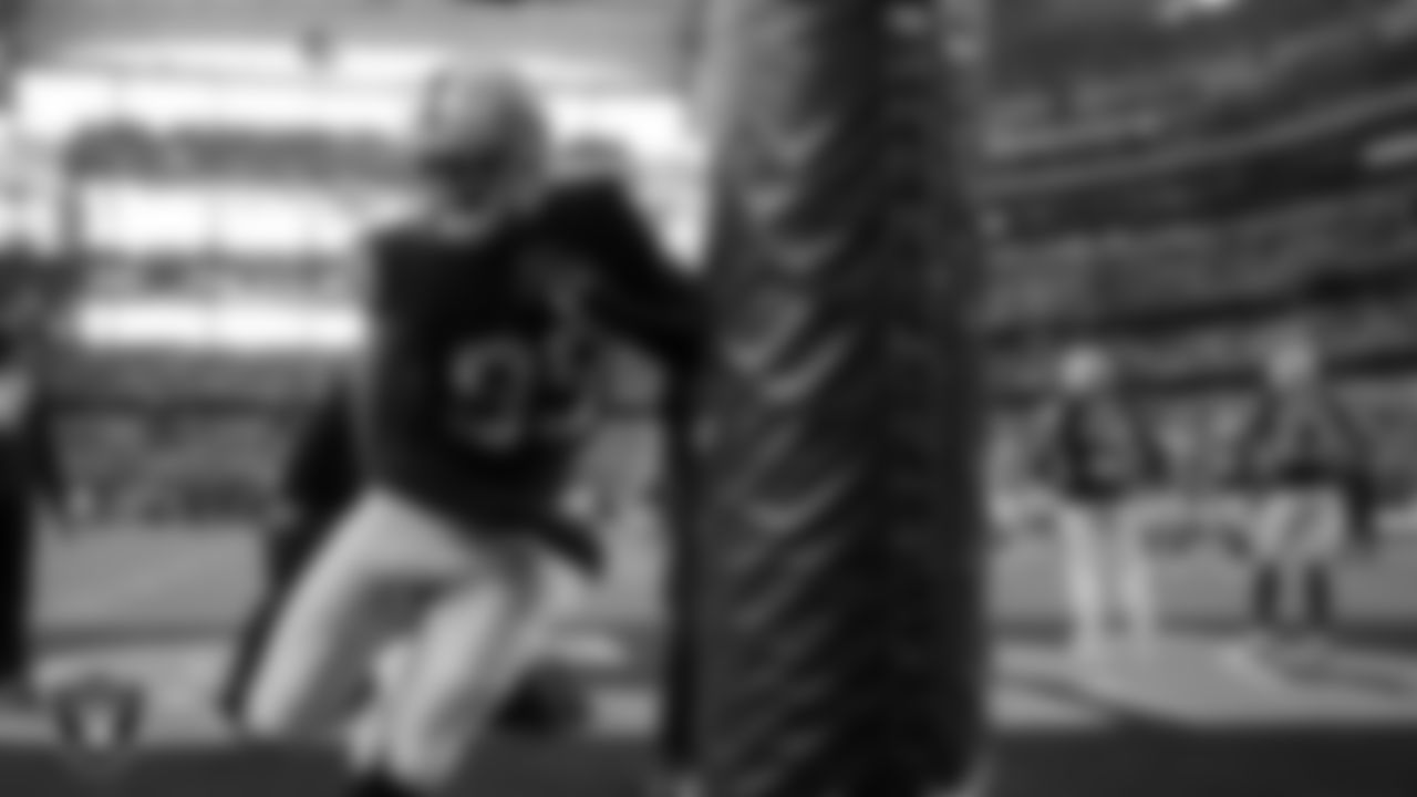 Las Vegas Raiders defensive end Clelin Ferrell (99) warming up before the regular season away game against the Dallas Cowboys.
