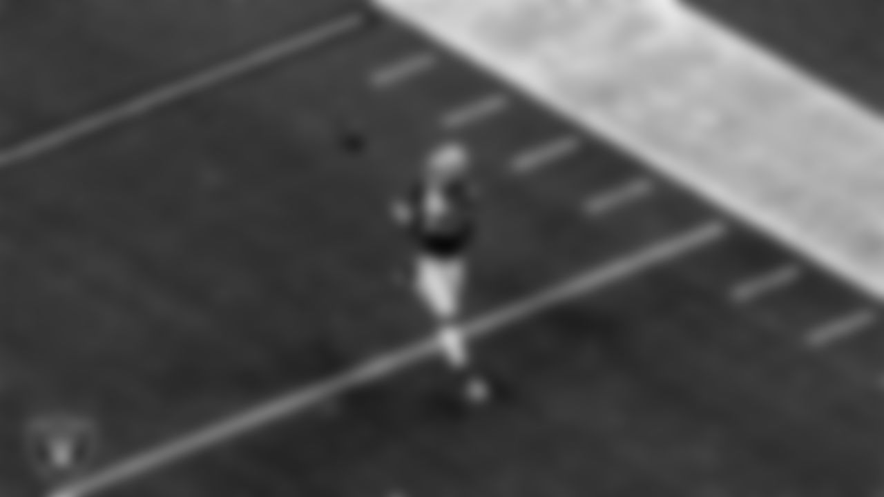 Las Vegas Raiders defensive back Rashaan Gaulden (33) warming up before the regular season home game against the Miami Dolphins.