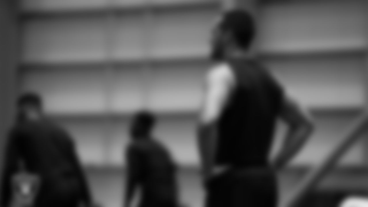 Las Vegas Raiders quarterback Derek Carr (4) on the field for a workout at 2020 Training Camp