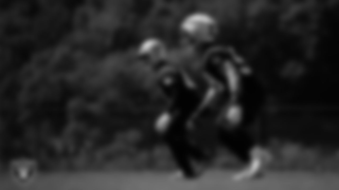 Las Vegas Raiders linebacker Luke Masterson (59) during practice at The Greenbrier Sports Performance Center.