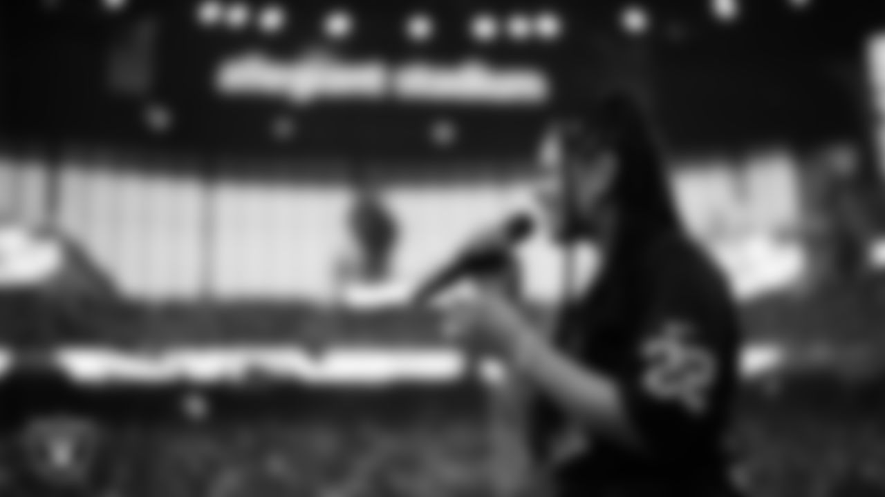 Singer and actress Jordin Sparks performs the national anthem before the Las Vegas Raiders' preseason home game against the New England Patriots at Allegiant Stadium.