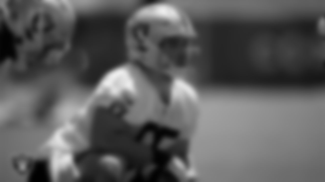 Las Vegas Raiders center Jimmy Morrissey (65) at an Organized Team Activity (OTA).
