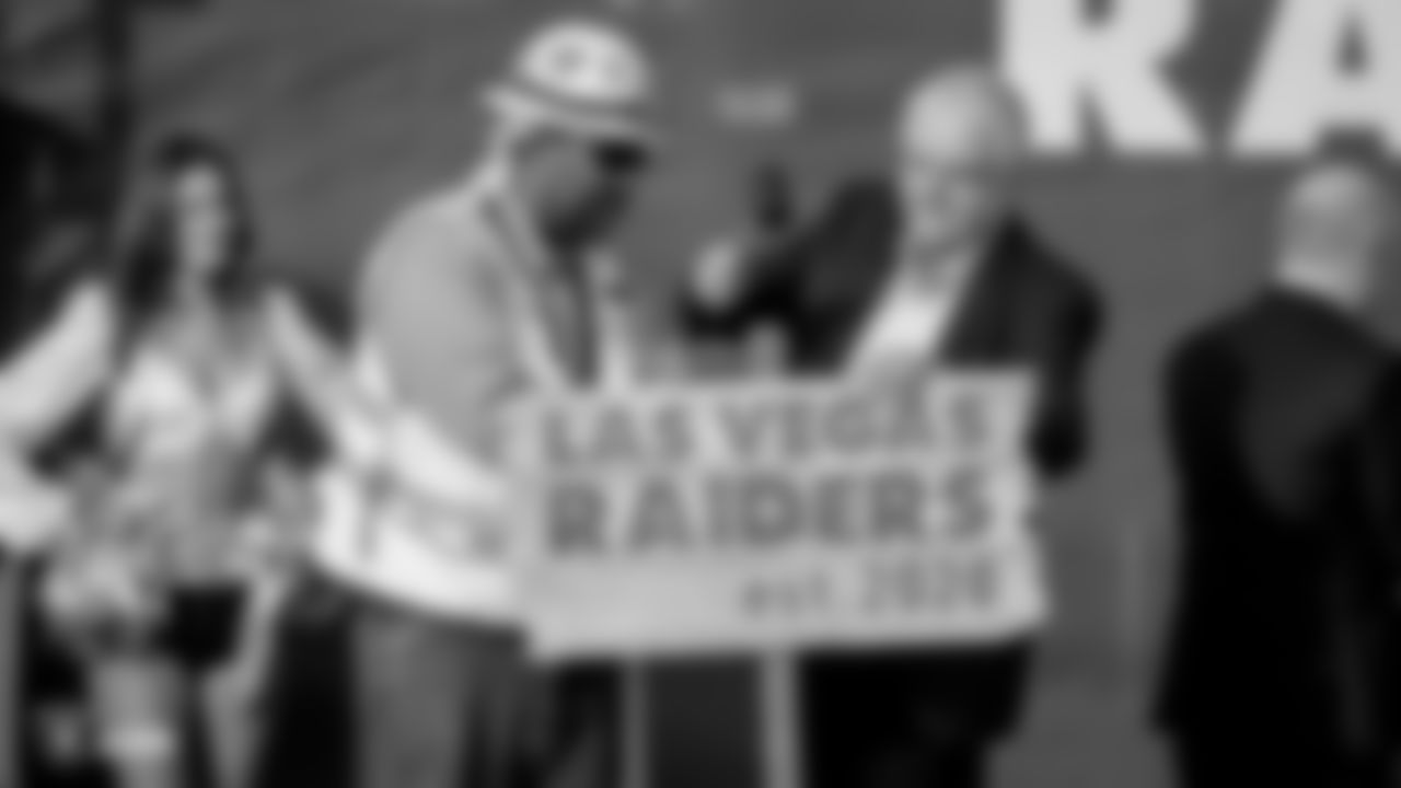 Governor of Nevada Steve Sisolak as he stakes his claim during an official announcement of the Raiders changing their name to the Las Vegas Raiders.