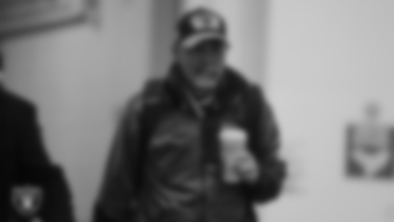 Las Vegas Raiders Interim Head Coach Rich Bisaccia arrives to the regular season away game against the Indianapolis Colts.