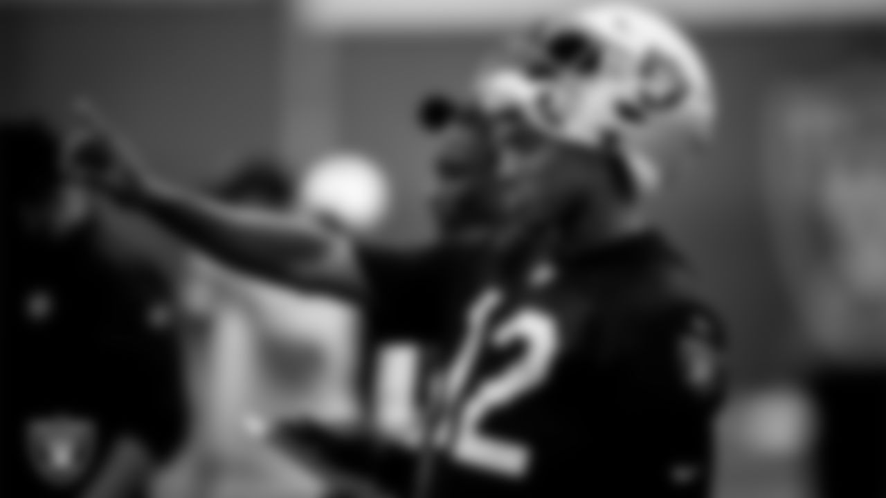 Las Vegas Raiders wide receiver Zay Jones (12) during practice.