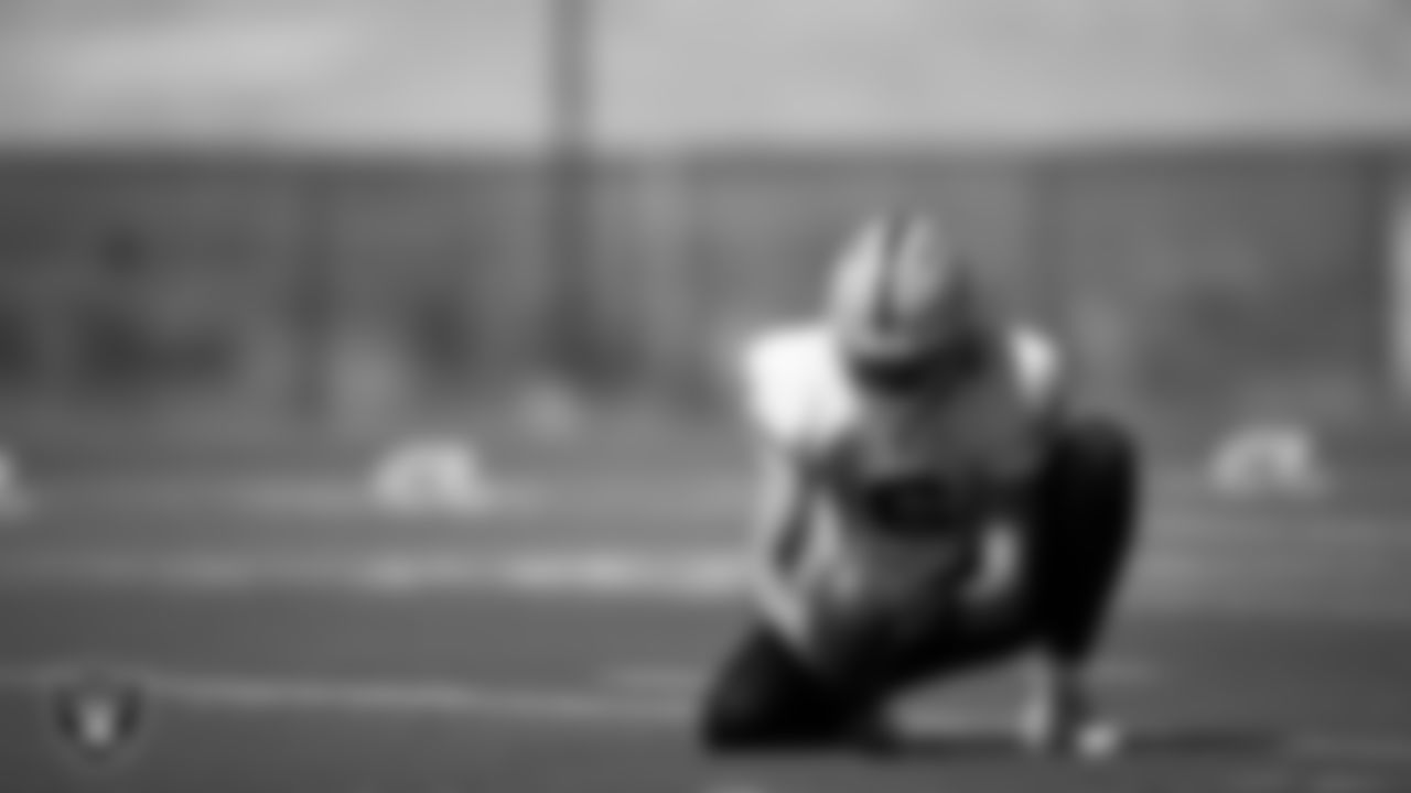 Las Vegas Raiders punter AJ Cole (6) during practice at Intermountain Healthcare Performance Center.
