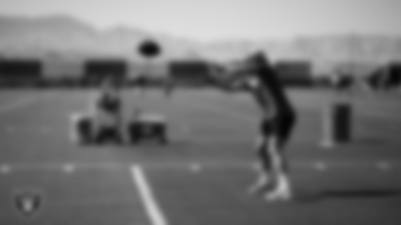 Las Vegas Raiders returners coach and coaching assistant Danny Amendola during practice at Intermountain Health Performance Center.