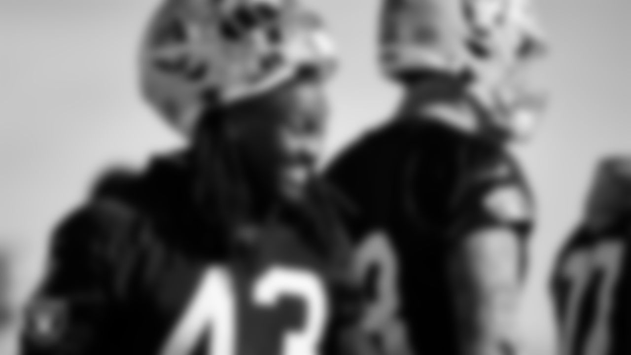 Las Vegas Raiders safety Kavon Frazier (43) during practice at Intermountain Healthcare Performance Center.