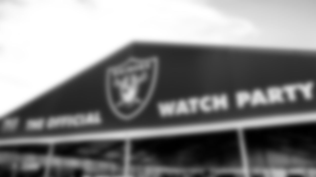 Raiders fans enjoy the FOX5 Las Vegas Watch Party during a preseason game against the Packers at Downtown Las Vegas Events Center, Friday, August 24, 2018, in Las Vegas, Nevada.