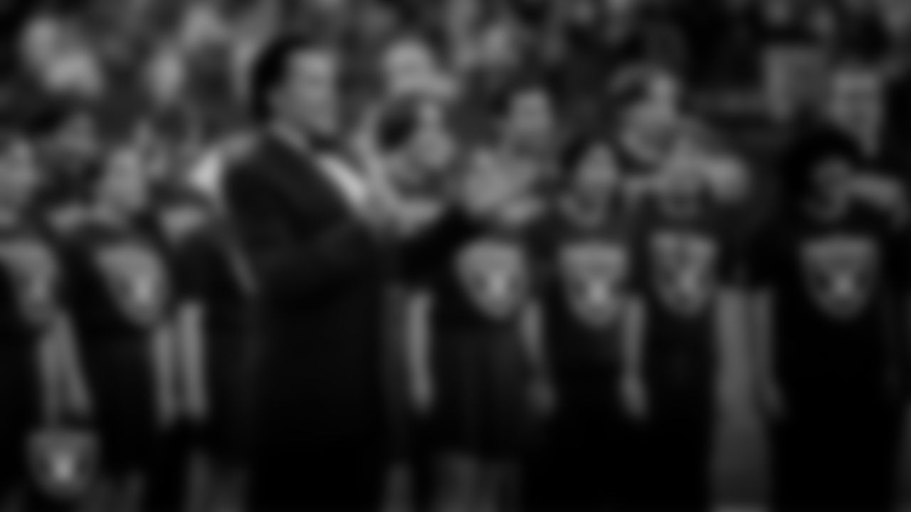 Singer and actor Wayne Newton and the LVA Choir perform the national anthem before the Las Vegas Raiders' preseason home game against the Minnesota Vikings at Allegiant Stadium.