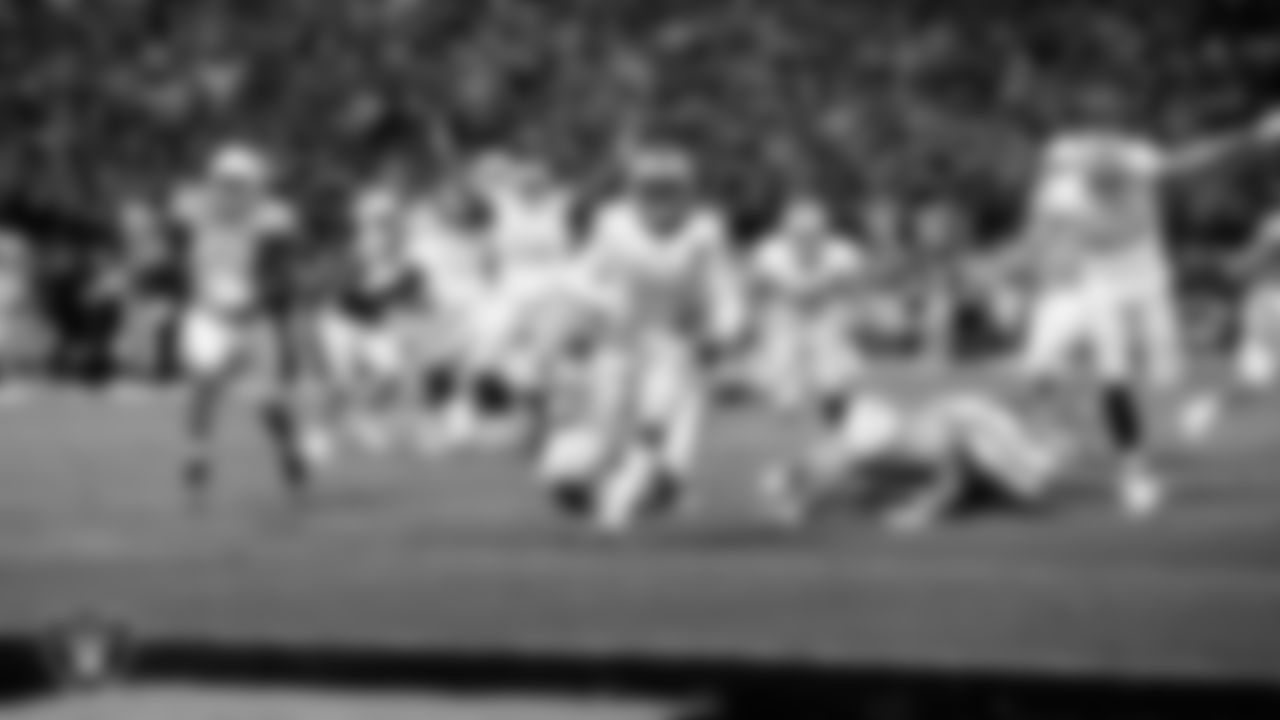 The Raiders during the regular season home game against the Los Angeles Chargers at Oakland-Alameda County Coliseum, Thursday, November 7, 2019, in Oakland, Calif.