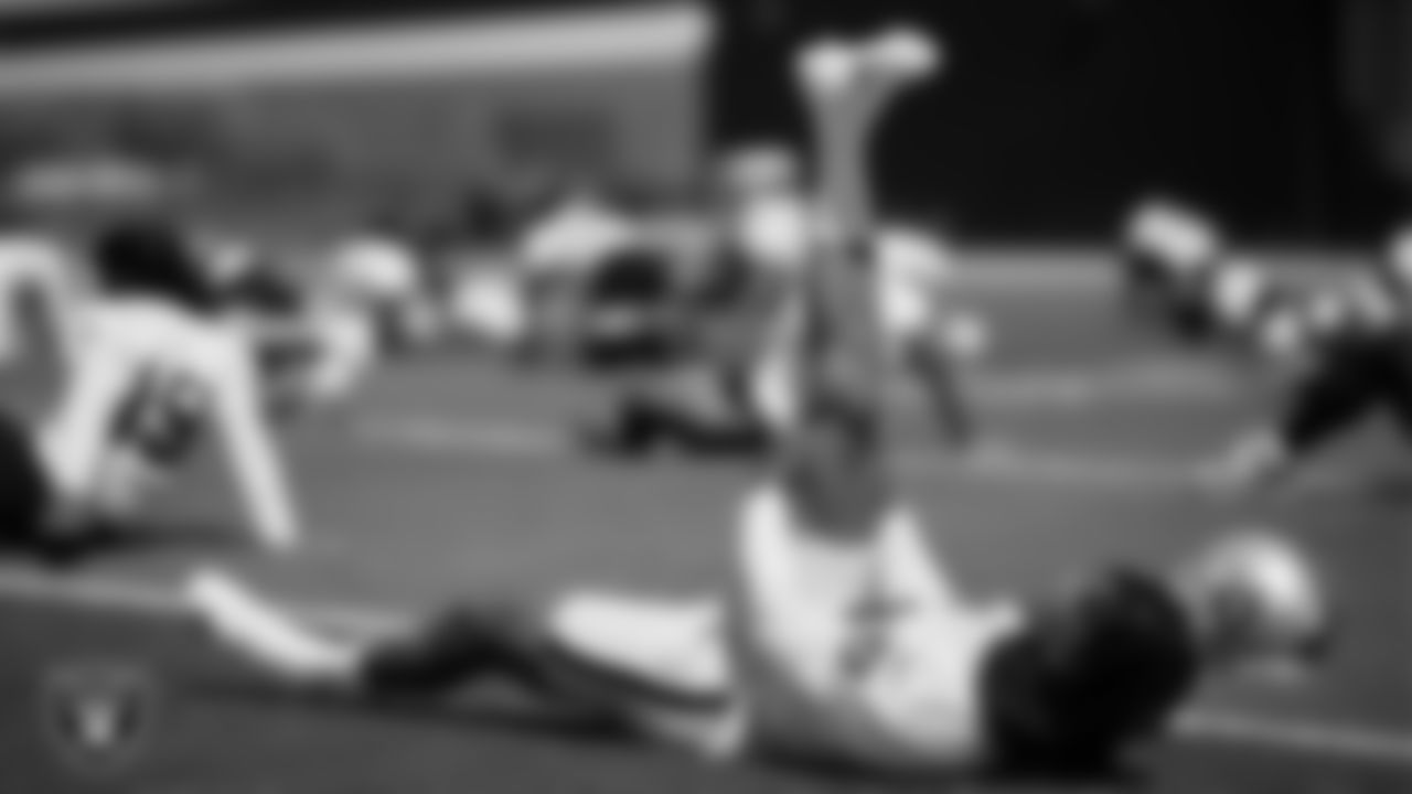 Las Vegas Raiders wide receiver Tyron Johnson (84) at an Organized Team Activity (OTA).