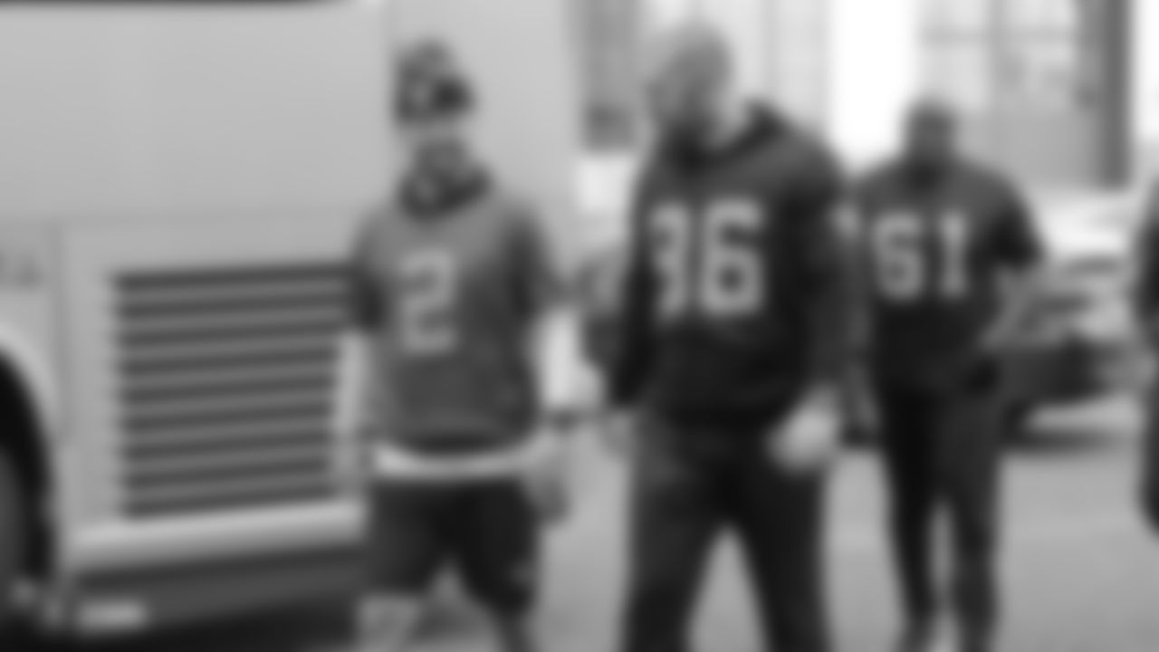 Oakland Raiders quarterback AJ McCarron (2) and tight end Lee Smith (86) arrive to the field for a walk through at Bladium Sports & Fitness Club, Thursday, November 29, 2018, in Alameda, California.