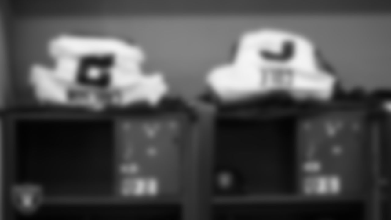 The locker room prior to the Las Vegas Raiders' arrival for their regular season away game against the Indianapolis Colts.