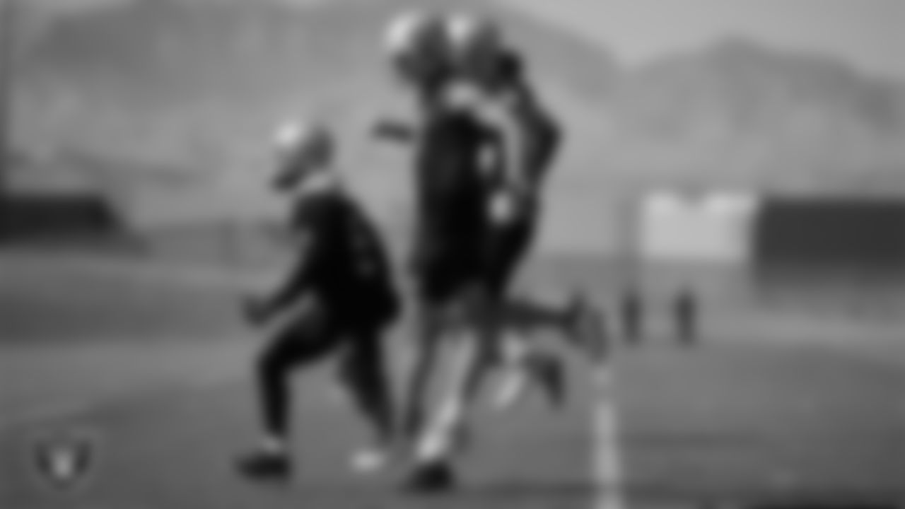 Las Vegas Raiders quarterback Derek Carr (4) during practice at Intermountain Healthcare Performance Center.