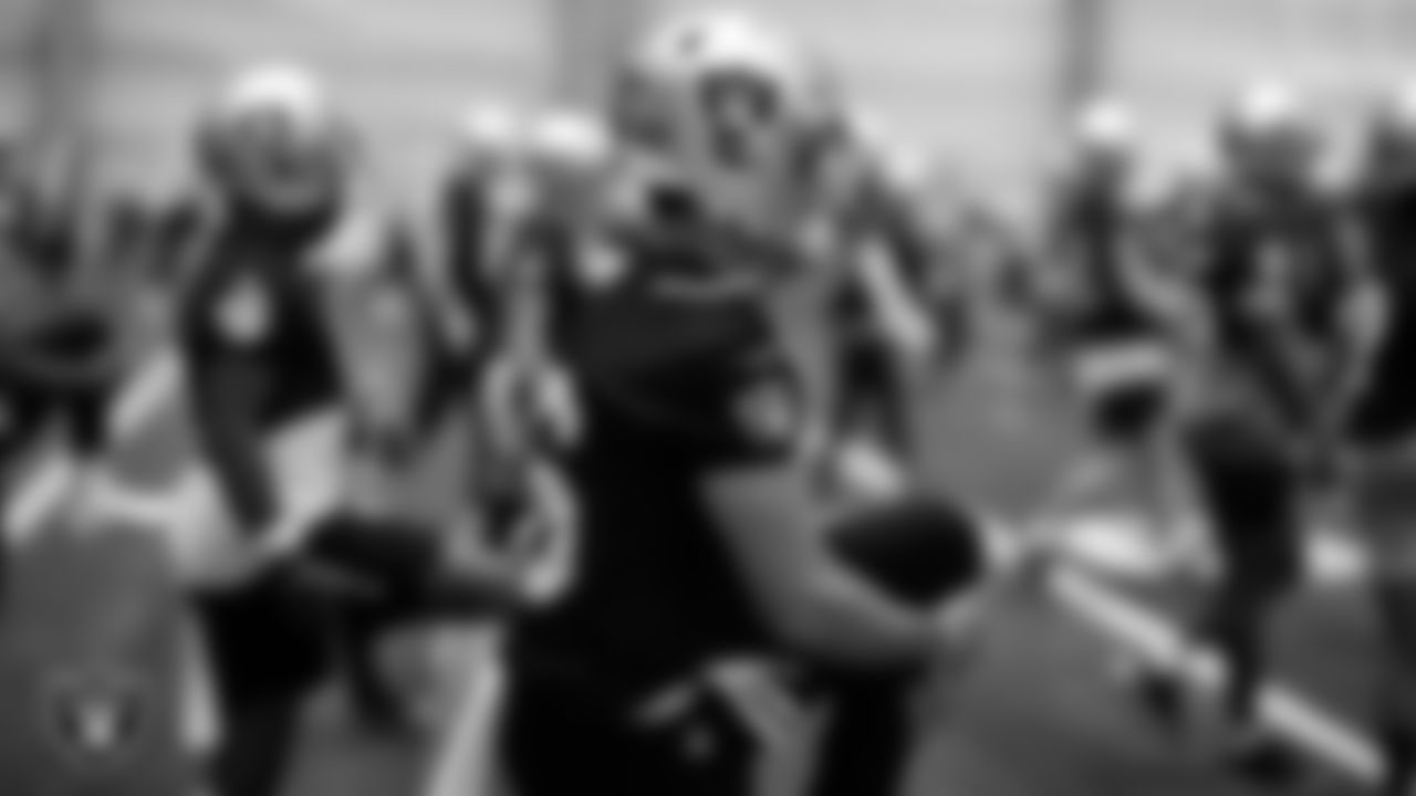 Las Vegas Raiders wide receiver Dillon Stoner (16) during practice at Intermountain Healthcare Performance Center.