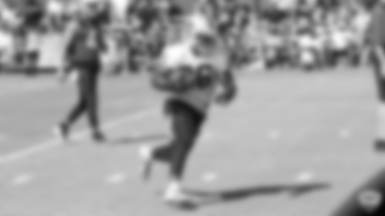 Oakland Raiders running back James Butler (36) on the field for practice at 2019 Training Camp.