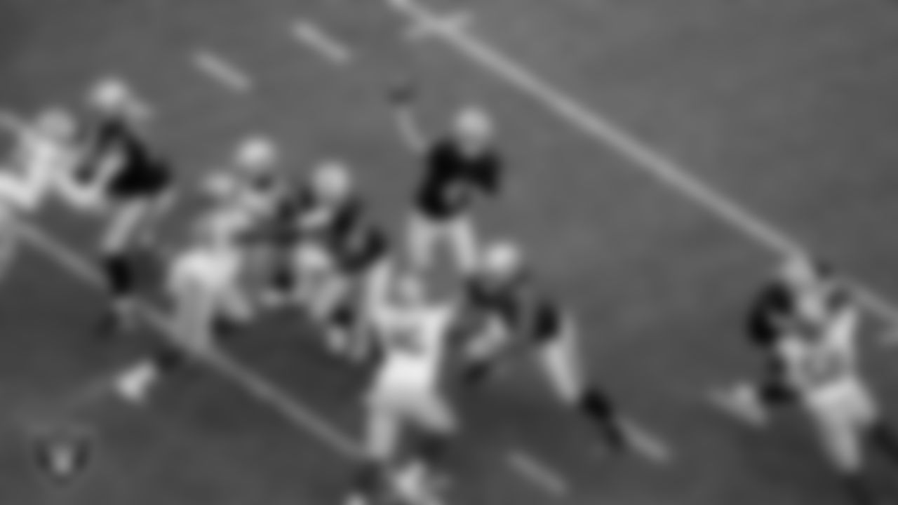 Las Vegas Raiders quarterback Aidan O'Connell (4) during the preseason home game against the San Francisco 49ers at Allegiant Stadium.