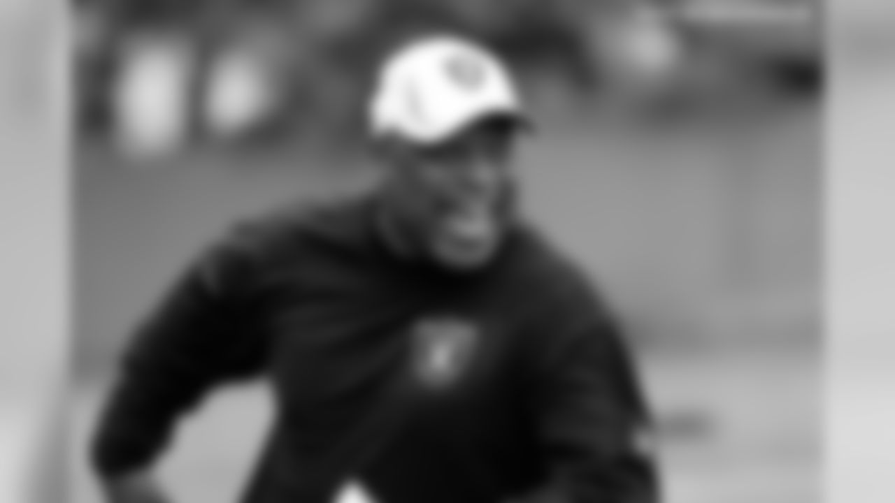 Defensive backs coach Johnnie Lynn enjoys practice.