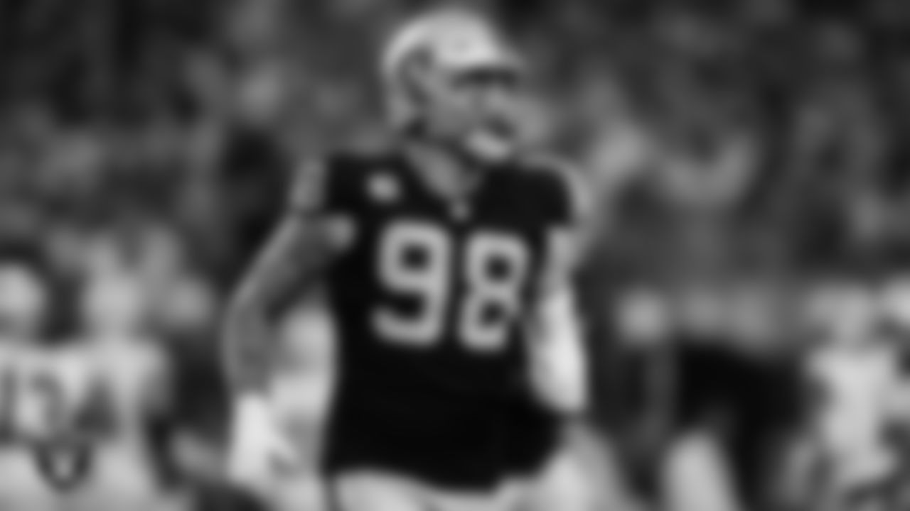 Las Vegas Raiders defensive end Maxx Crosby (98) on the field during the regular season away game against the Dallas Cowboys.