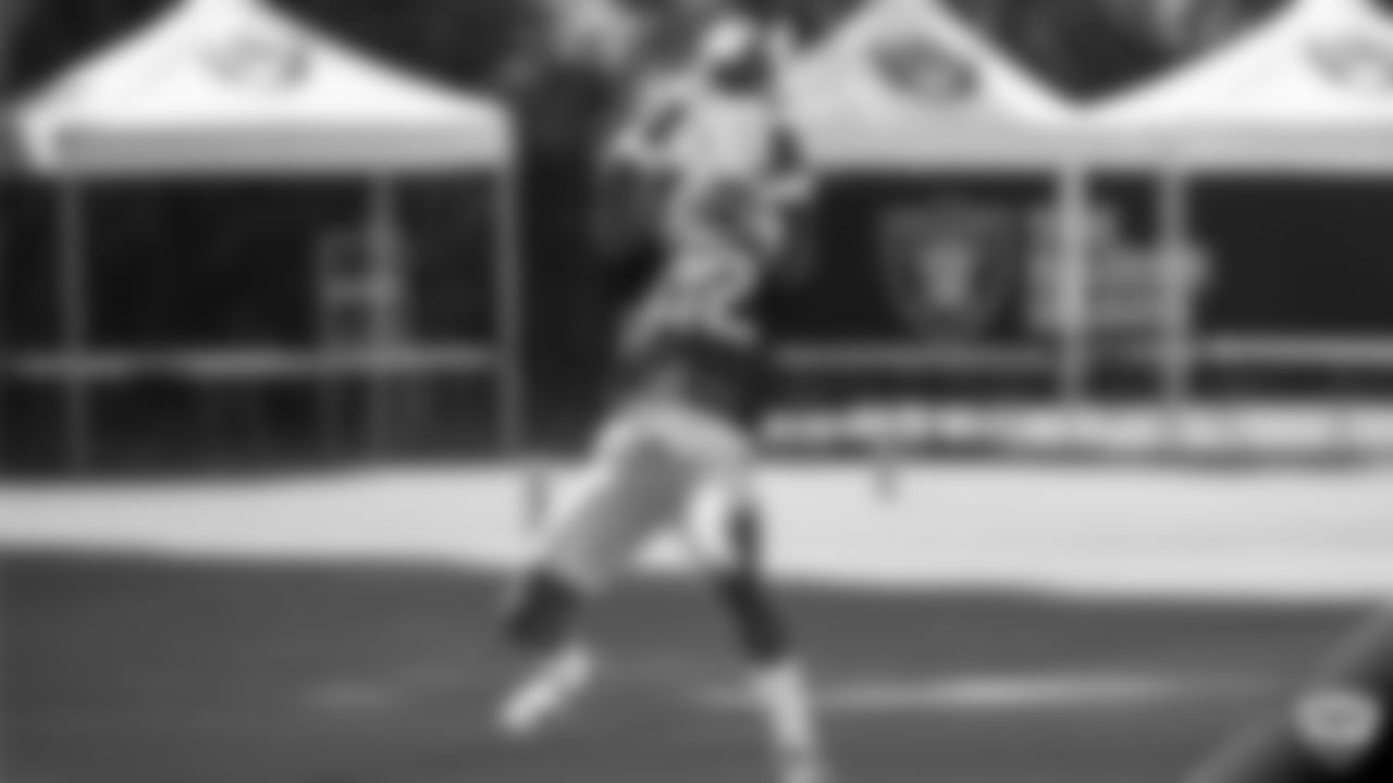 Oakland Raiders safety Karl Joseph (42) on the field for practice at 2019 Training Camp.
