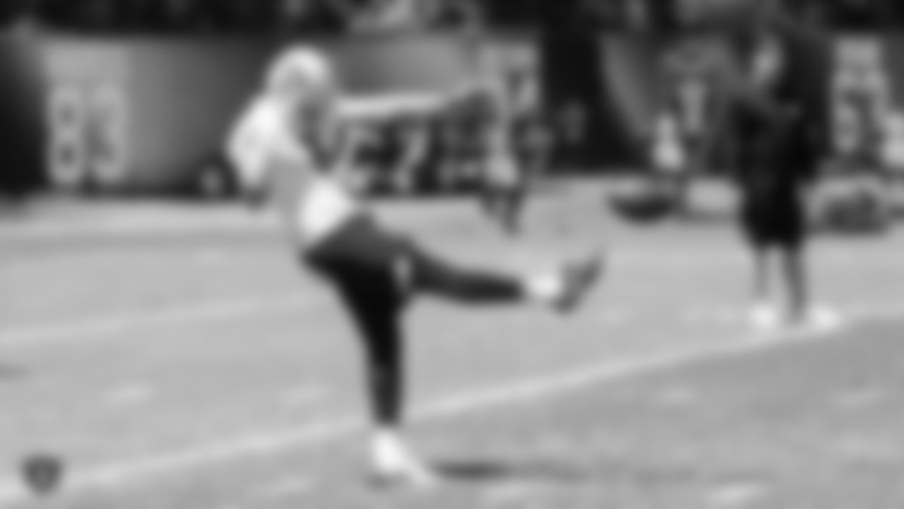 Oakland Raiders punter Johnny Townsend (5) at a Mandatory Mini Camp at the Oakland Raiders Practice Facility, Tuesday, June 12, 2018, in Alameda, California.