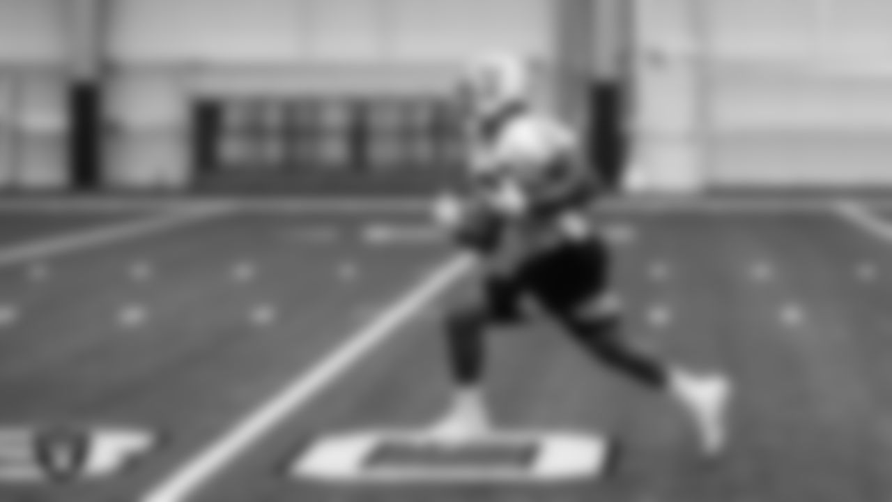 Las Vegas Raiders running back Devontae Booker (23) during practice.