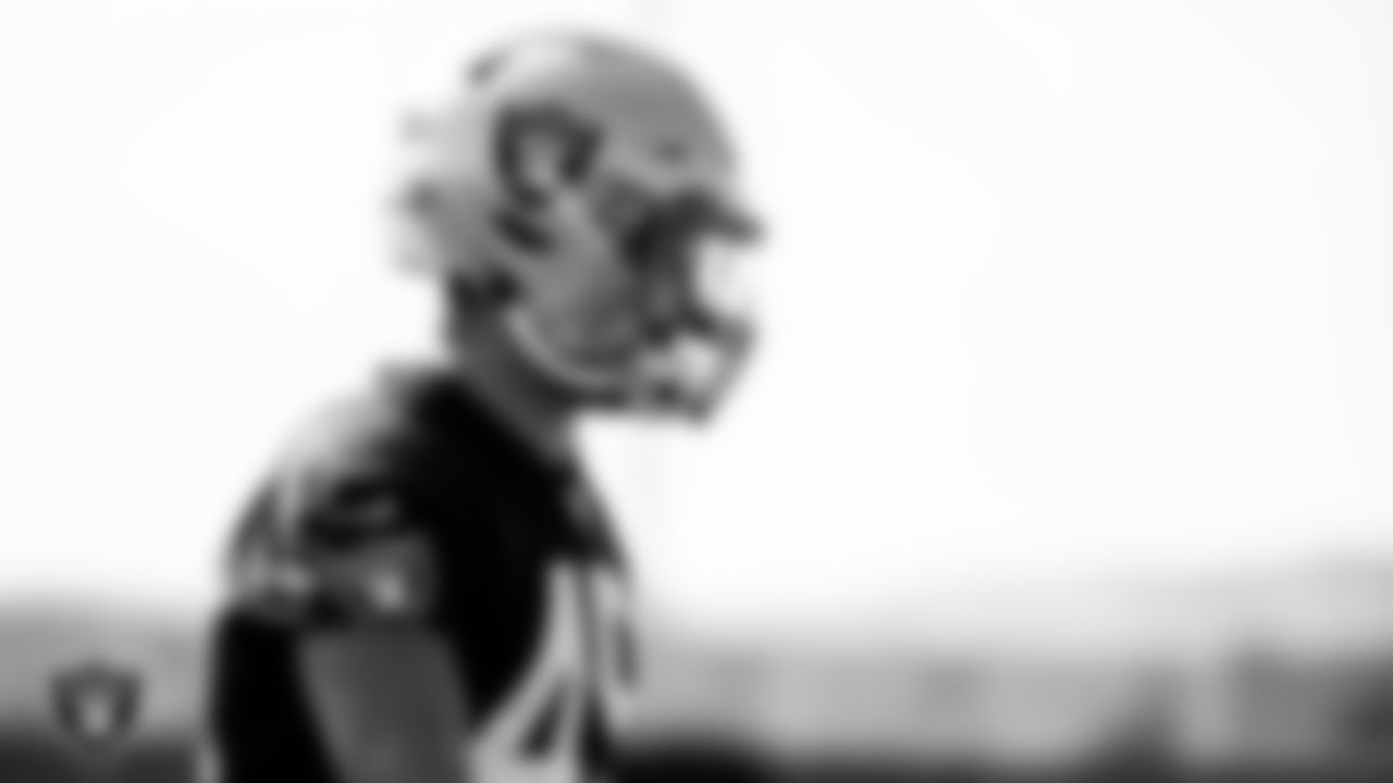 Las Vegas Raiders fullback Alec Ingold (45) during practice.