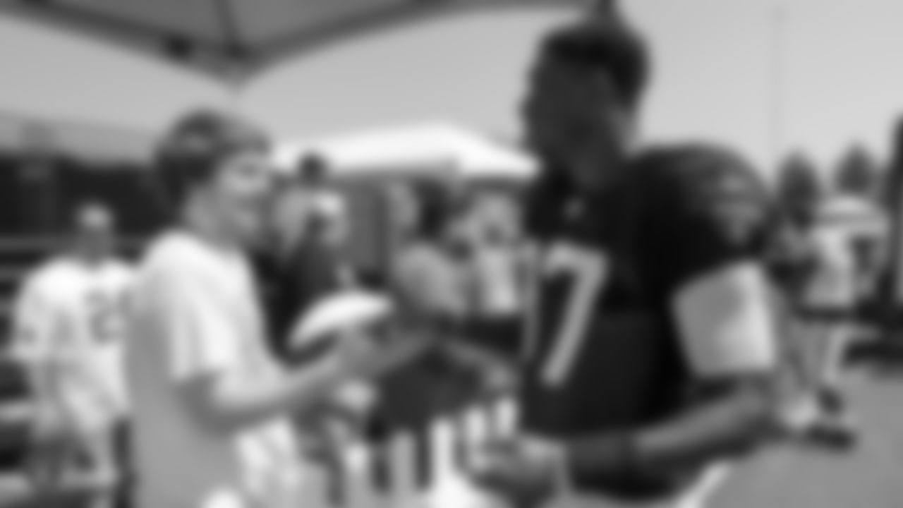 Oakland Raiders tight end Jared Cook (87) signs autographs for fans after practice at 2018 Training Camp at The Oakland Raiders Napa Valley Training Complex, Monday, August 13, 2018, in Napa, California.