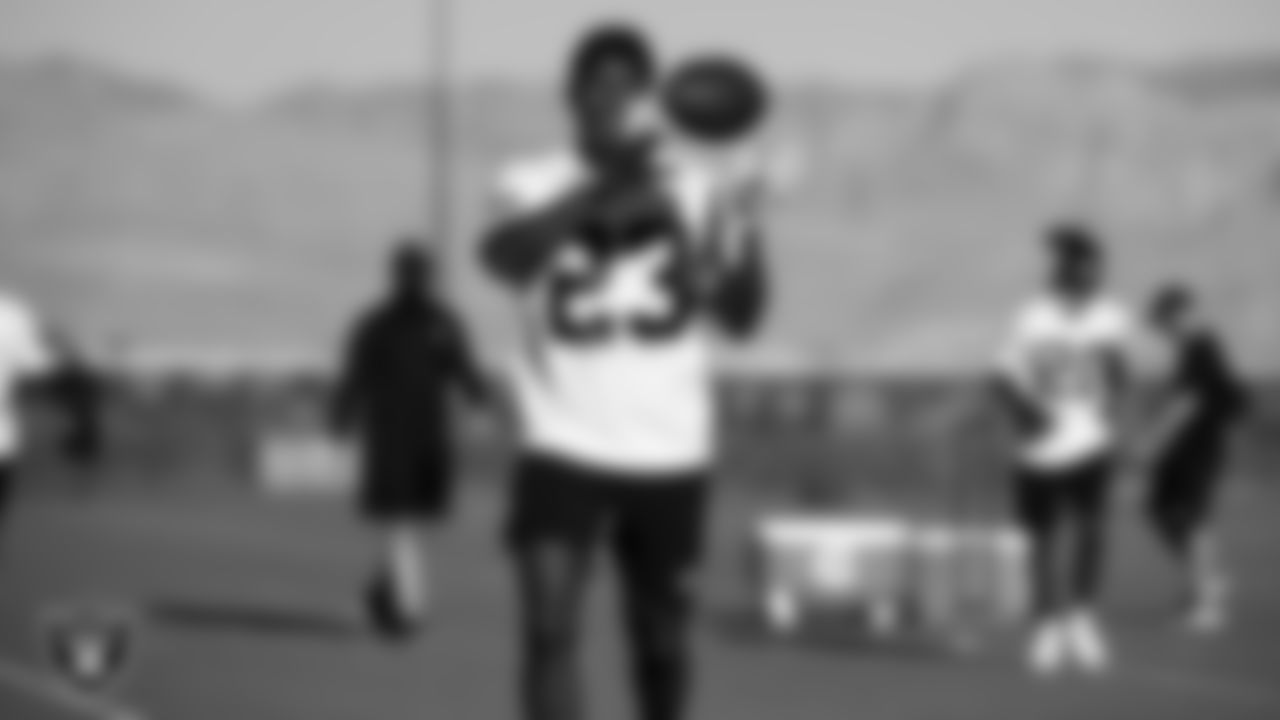 Las Vegas Raiders defensive back Damarious Randall (23) on the field for a walk through at 2020 Training Camp.