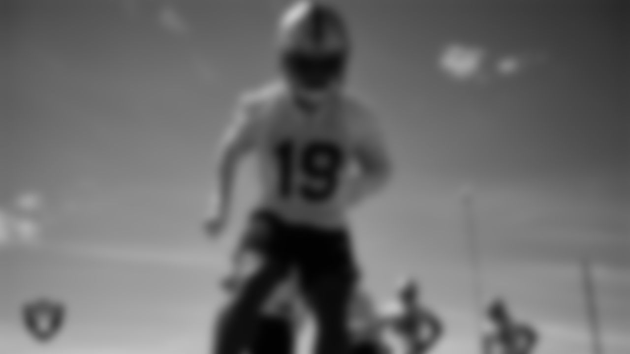 Las Vegas Raiders wide receiver DJ Turner (19) at an Organized Team Activity (OTA).