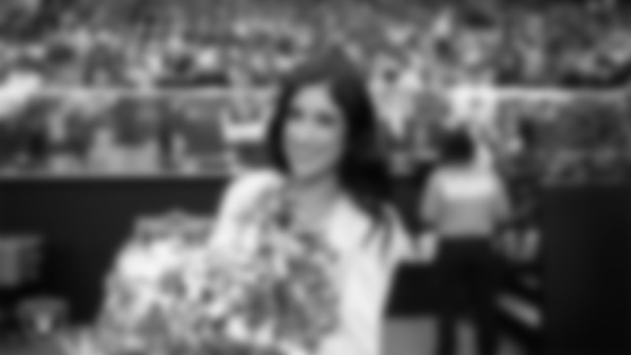 Raiderette Nicola on the sidelines during the regular season home game against the Chicago Bears.