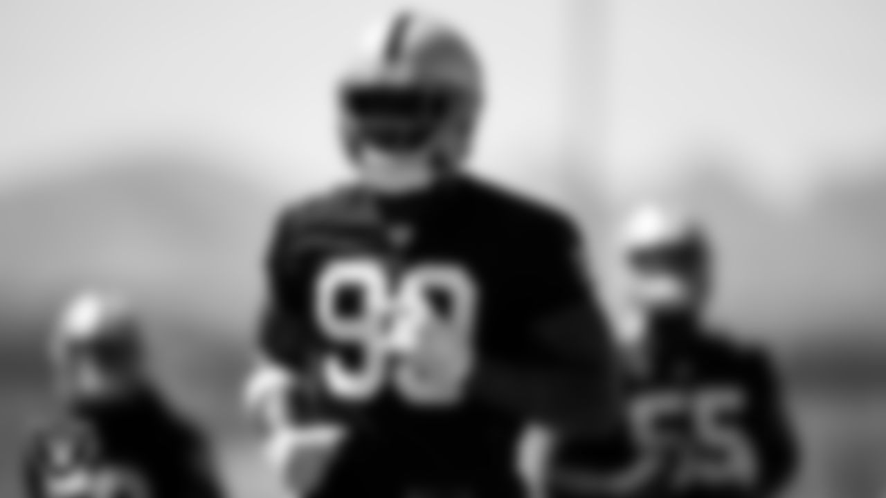 Las Vegas Raiders defensive end Clelin Ferrell (99) at an Organized Team Activity (OTA).