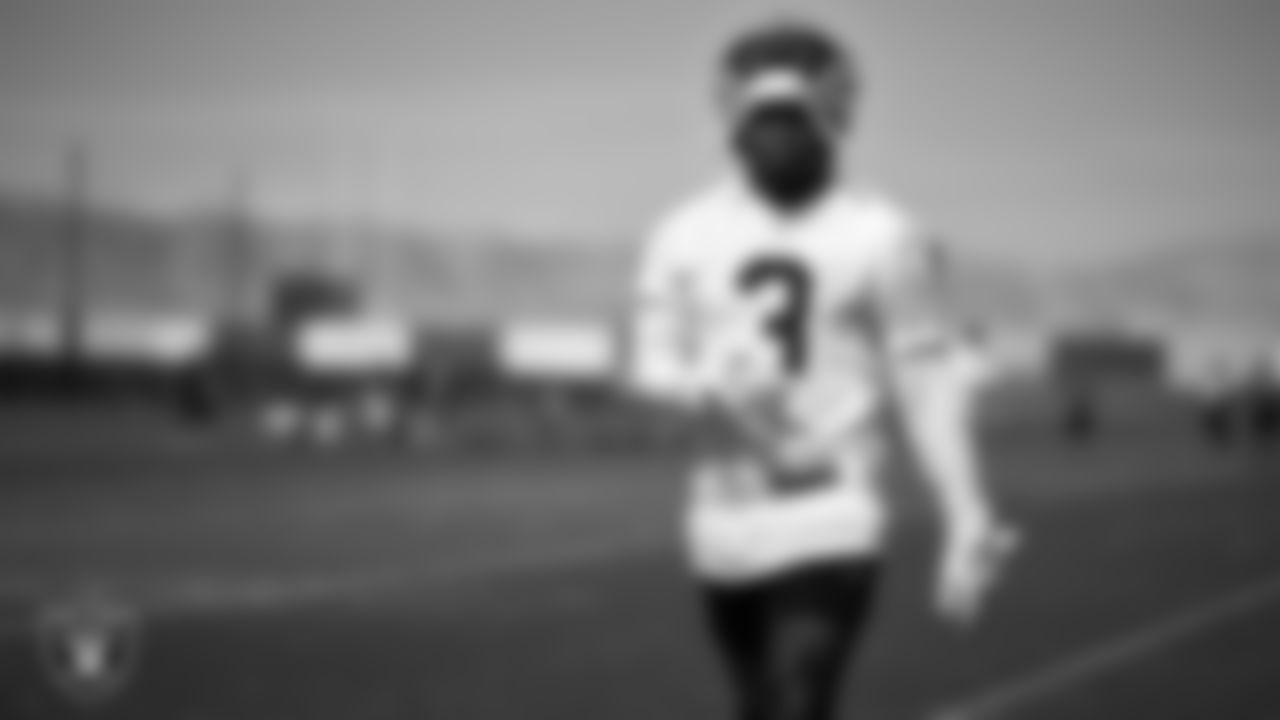 Las Vegas Raiders wide receiver DeAndre Carter (3) on the field for practice at 2023 Training Camp at Intermountain Health Performance Center.