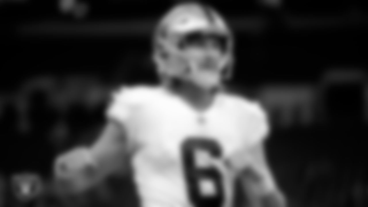 Las Vegas Raiders punter AJ Cole (6) warming up before the regular season away game against the Indianapolis Colts.