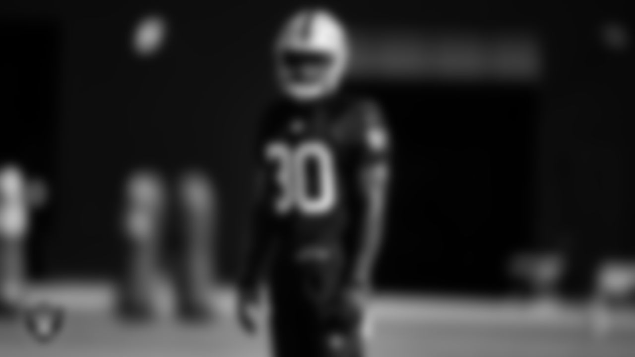 Las Vegas Raiders safety Duron Harmon (30) on the field for practice at 2022 Training Camp at Intermountain Healthcare Performance Center.