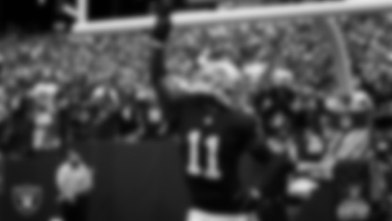 Las Vegas Raiders wide receiver Henry Ruggs III (11) is introduced onto the field before the regular season home game against the Chicago Bears.