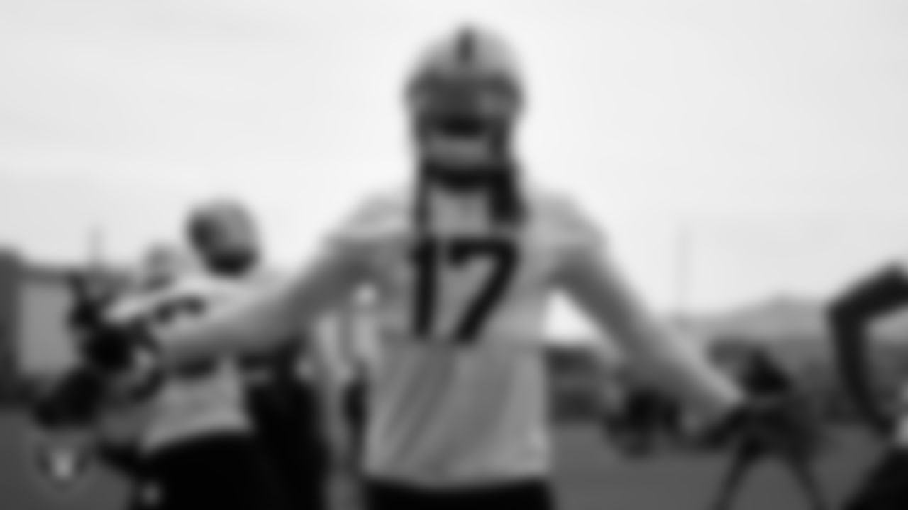 Las Vegas Raiders wide receiver Davante Adams (17) during practice at Intermountain Healthcare Performance Center.