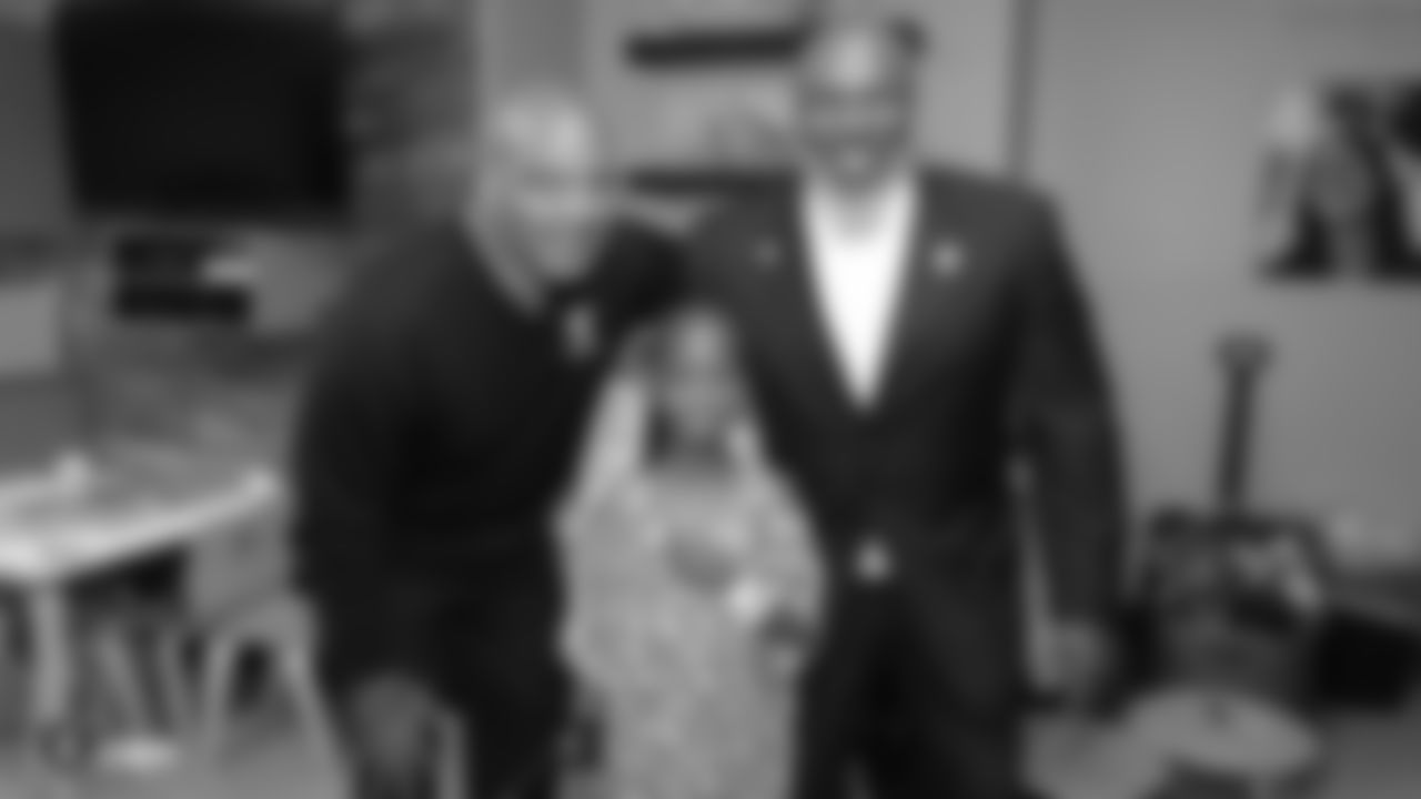 The Raiders, represented by alumni Chris McLemore and Roy Hart, and the Raiderettes, travel to University Medical Center of Southern Nevada to visit and interact with young patients and their families, sign autographs, and take photos, Tuesday, November 13, 2018, in Las Vegas, Nevada.