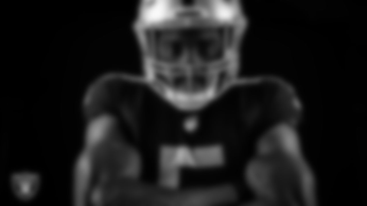 Las Vegas Raiders linebacker Divine Deablo (5) poses for a photo at the 2023 Las Vegas Raiders Content Day.