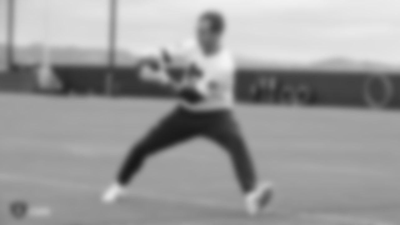 Raiders wide receiver Hunter Renfrow (13) at a workout during phase two of the offseason program at the Raiders Practice Facility in Alameda, Calif.