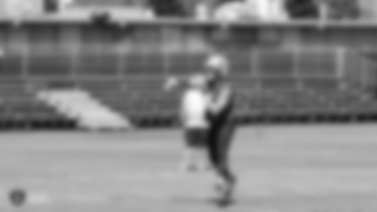 Oakland Raiders quarterback Derek Carr (4) on the field for practice at 2018 Pre-Training Camp at The Oakland Raiders Napa Valley Training Complex, Thursday, July 26, 2018, in Napa, California.