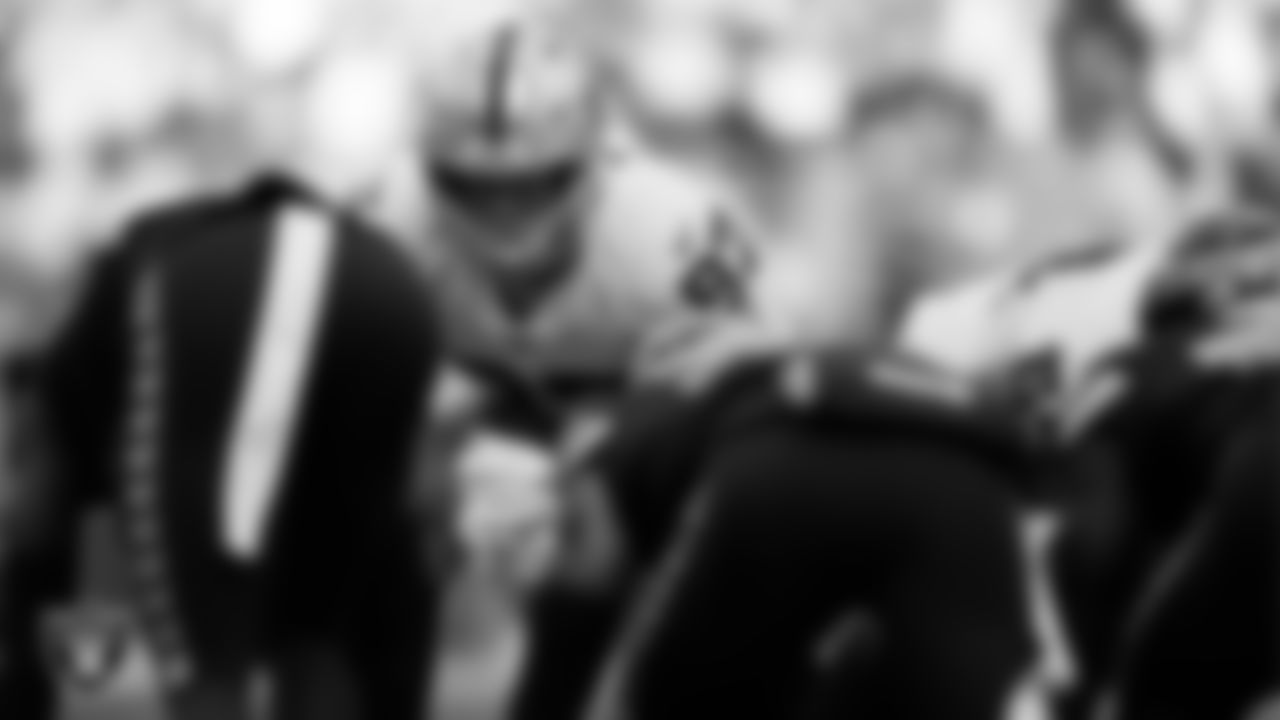 Las Vegas Raiders tight end Foster Moreau (87) lines up before the snap during the regular season away game against the Seattle Seahawks at Lumen Field.