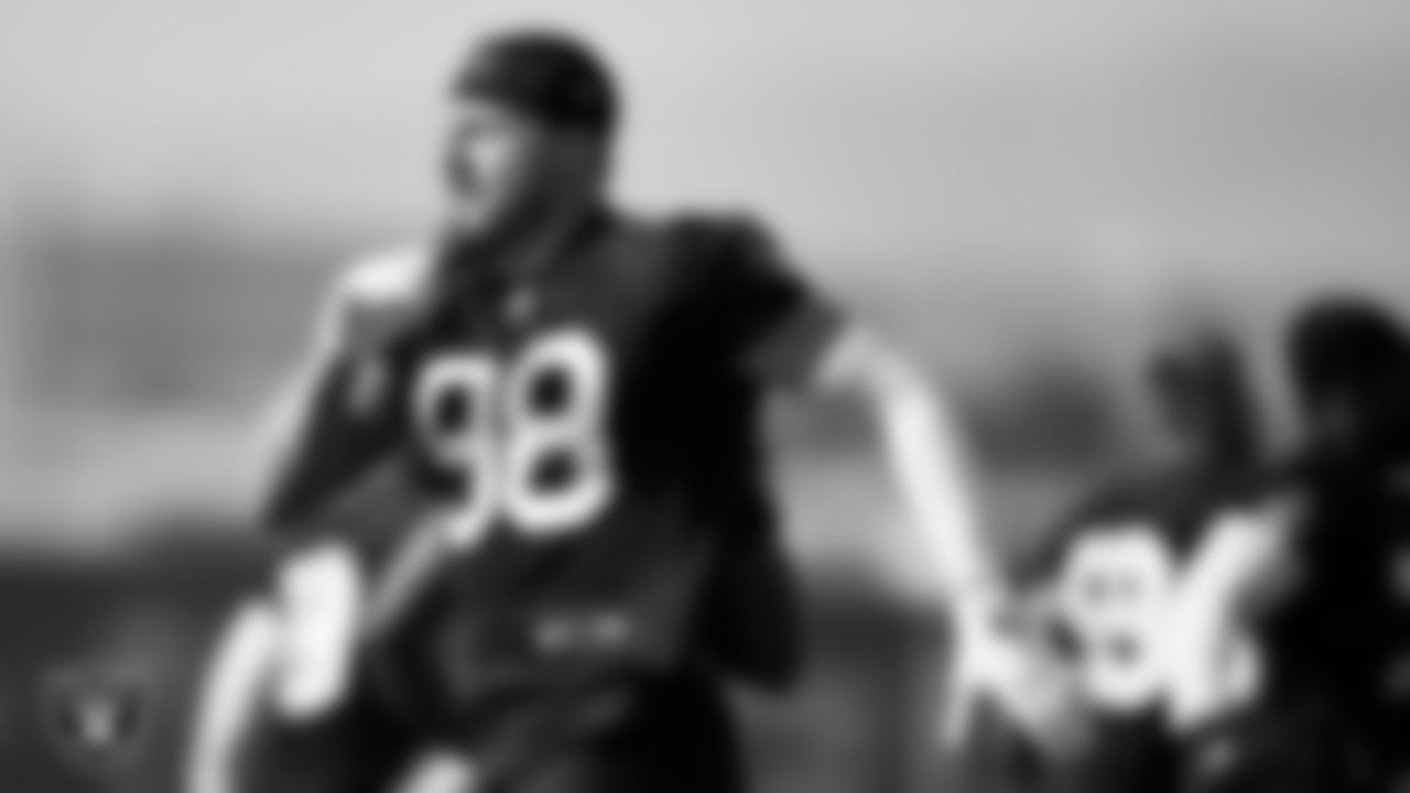 Las Vegas Raiders defensive end Maxx Crosby (98) at a workout during phase two of the offseason program.
