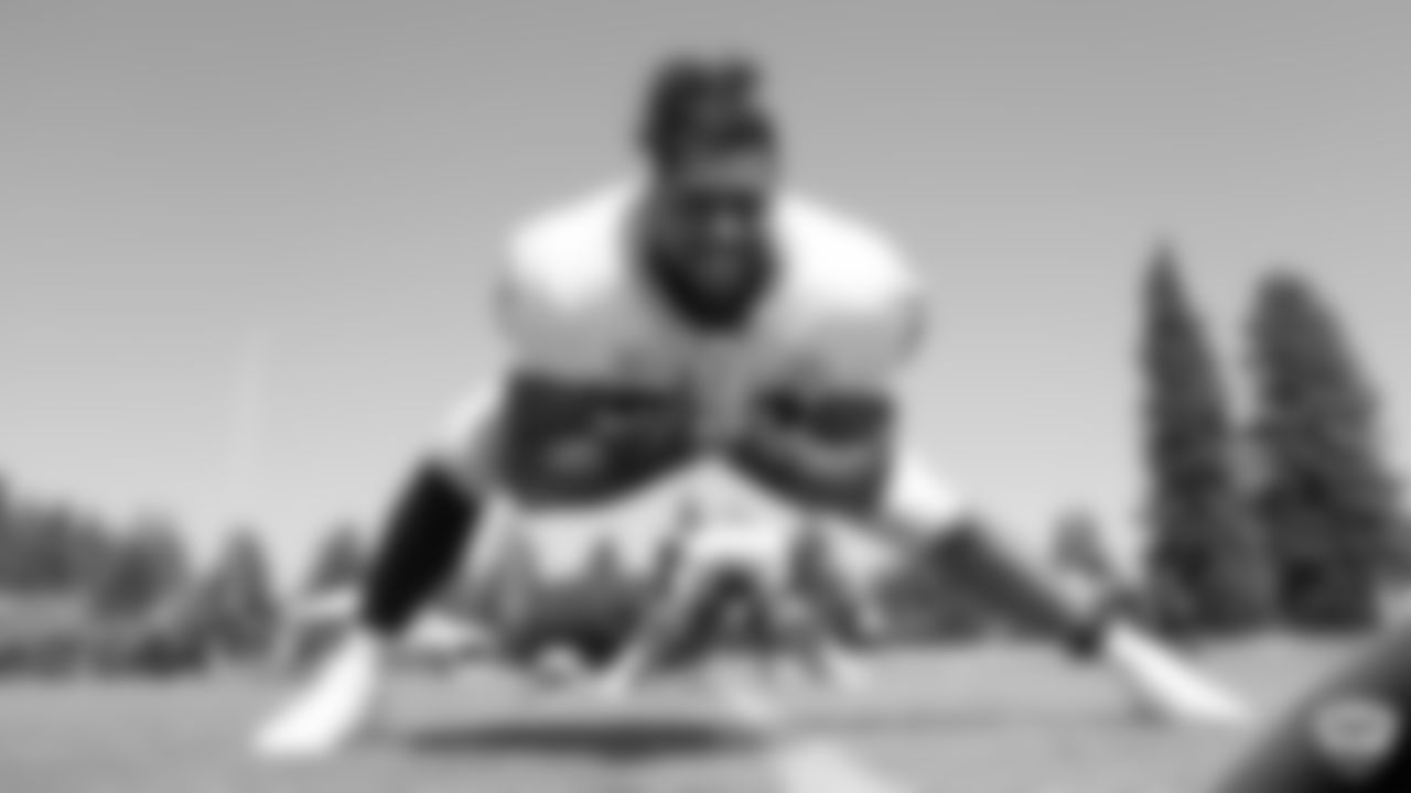 Raiders defensive tackle Gabe Wright (57) on the field for practice at 2019 Training Camp.