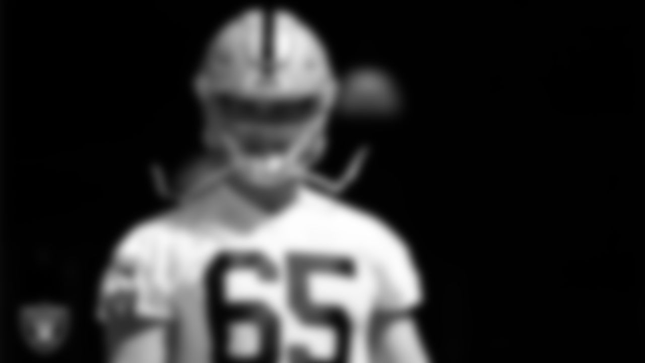 Las Vegas Raiders center Jimmy Morrissey (65) at an Organized Team Activity (OTA).