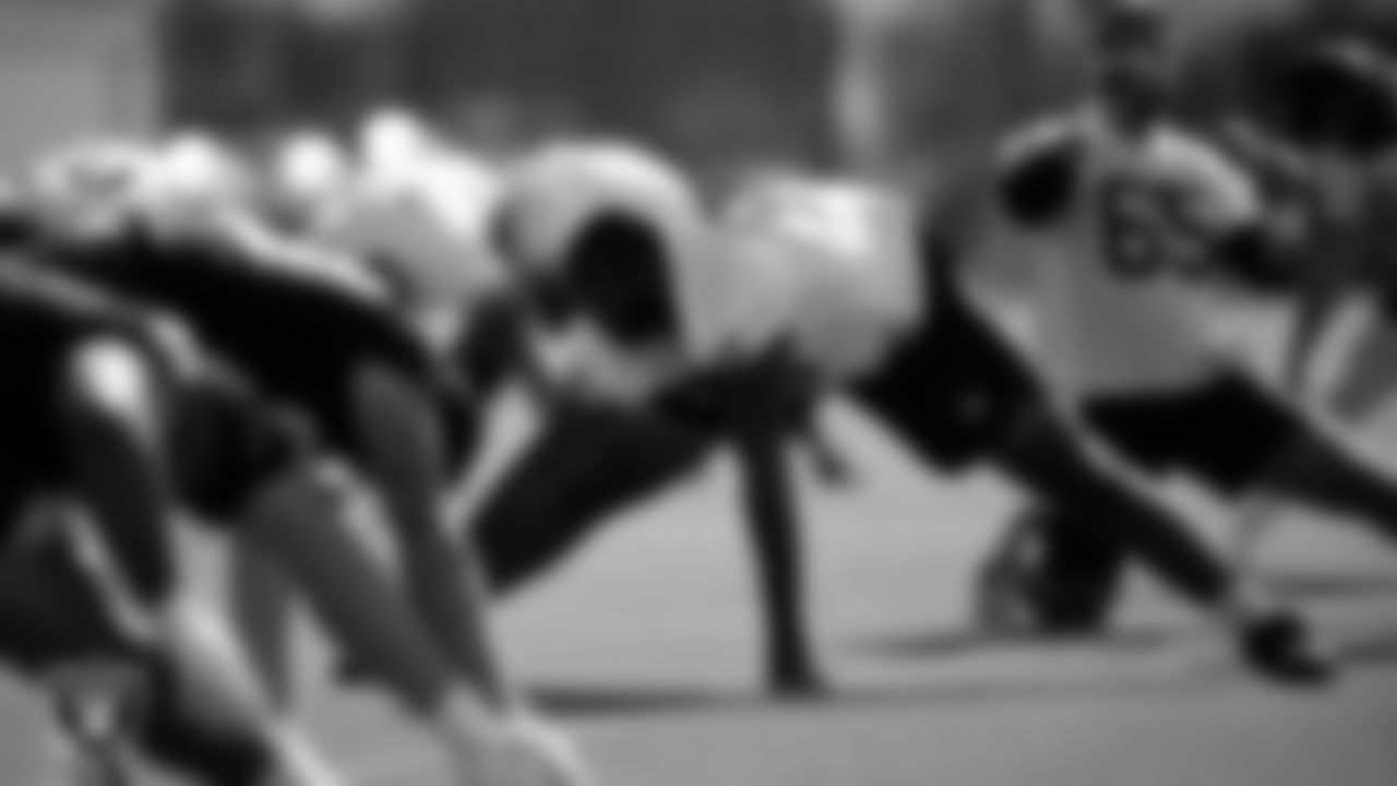 Las Vegas Raiders tackle Brandon Parker (75) at a workout during phase two of the offseason program.