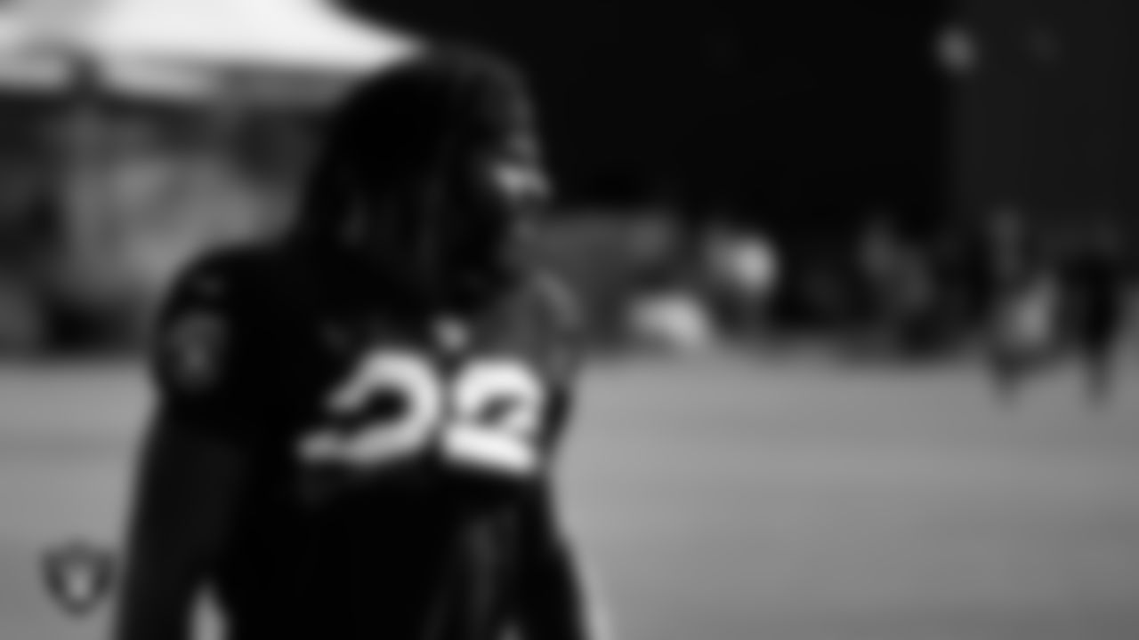Las Vegas Raiders running back Ameer Abdullah (22) on the field for a joint practice with the New England Patriots at 2022 Training Camp at Intermountain Healthcare Performance Center.