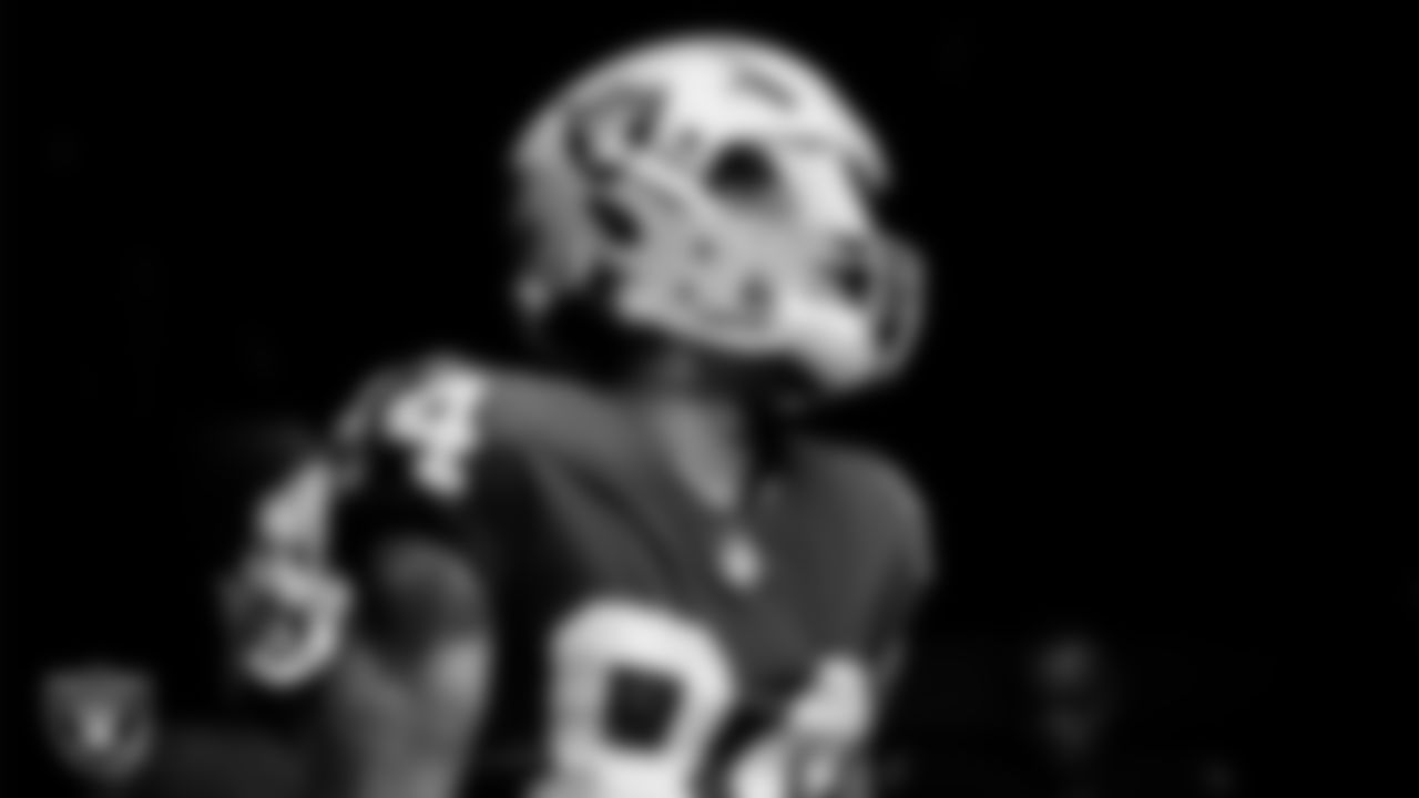 Las Vegas Raiders wide receiver Keelan Cole (84) walks down the tunnel before the regular season home game against the Indianapolis Colts at Allegiant Stadium.